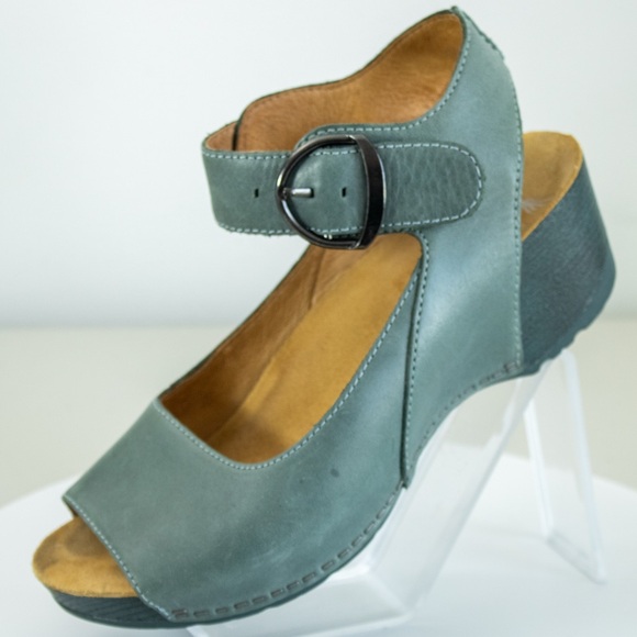 Dansko Tiana Teal Burnished Calf Leather Sandals Wedge Heel Women’s Shoes EU 36 - Picture 3 of 11